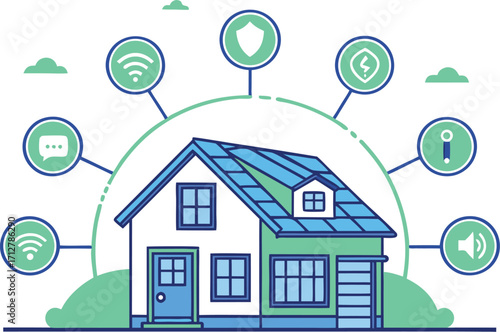Smart home technology concept vector illustration representing connected devices and modern living
