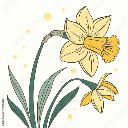 A daffodil icon with a bright trumpet-shaped center and six petals.