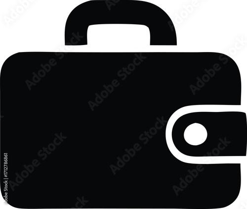 Simple black silhouette icon of a wallet or briefcase for business and finance