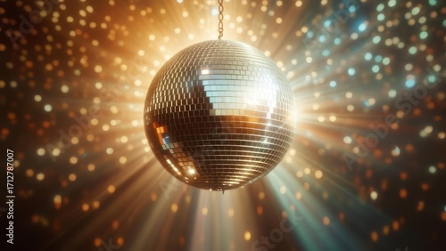 Disco ball in spotlight