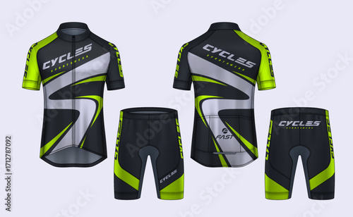 Cycling Jerseys mockup,t-shirt sport design template,uniform for bicycle apparel.	