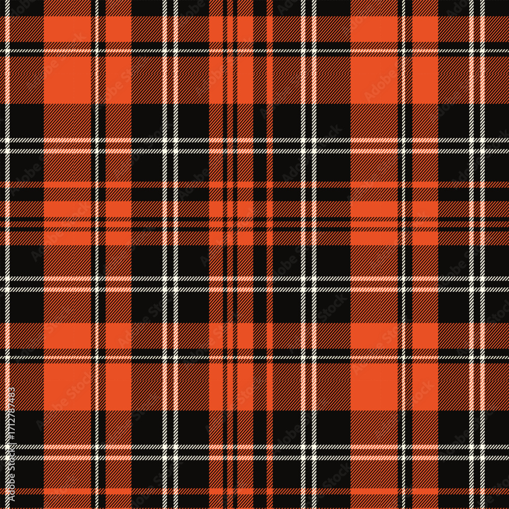 Obraz premium Halloween Tartan Plaid Scottish Checkered Seamless Fabric Pattern in Orange Black Gray