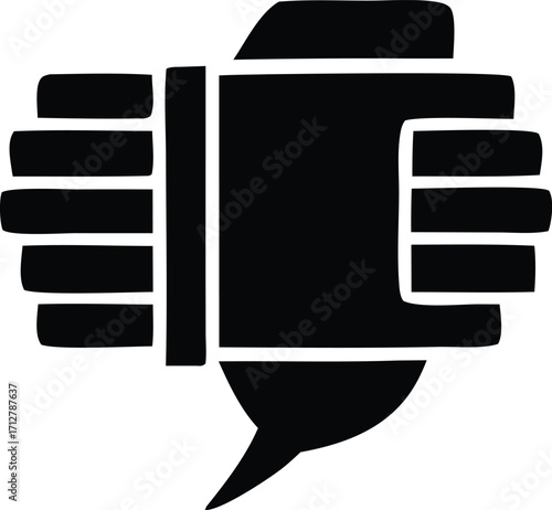 Bold black thumbs down icon representing disapproval rejection negative feedback or a bad review concept for digital use