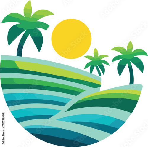 Bali indonesia tropical art island logo vector white background .