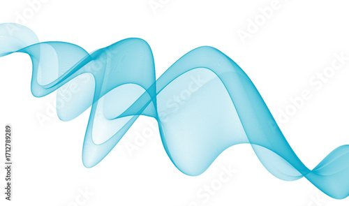Abstract Cyan Wave Background Smooth Flowing Lines on White vector