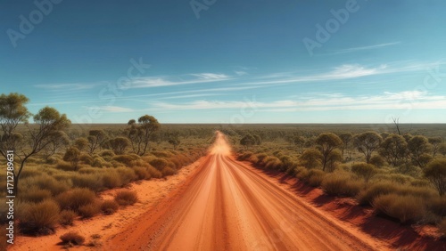 Dusty road stretching into the distance