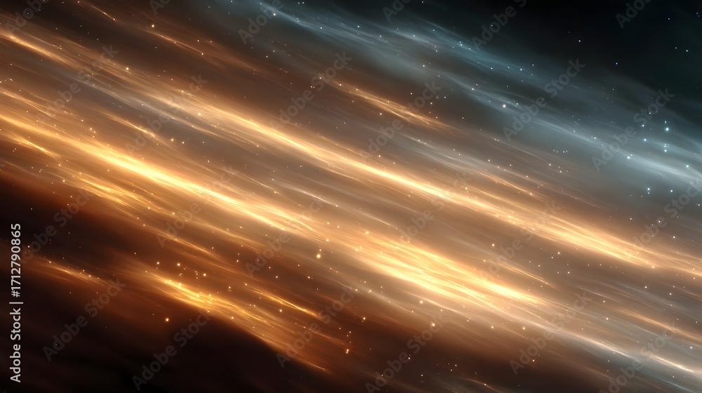 Obraz premium Vibrant abstract digital art showcasing dynamic glowing light streams and sparkling cosmic dust in a fluid ethereal space background with color gradients