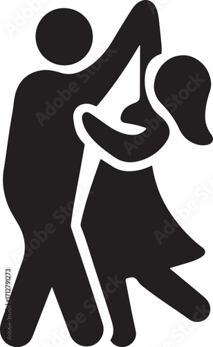 Dancing couple silhouette glyph vector icon isolated on white background.