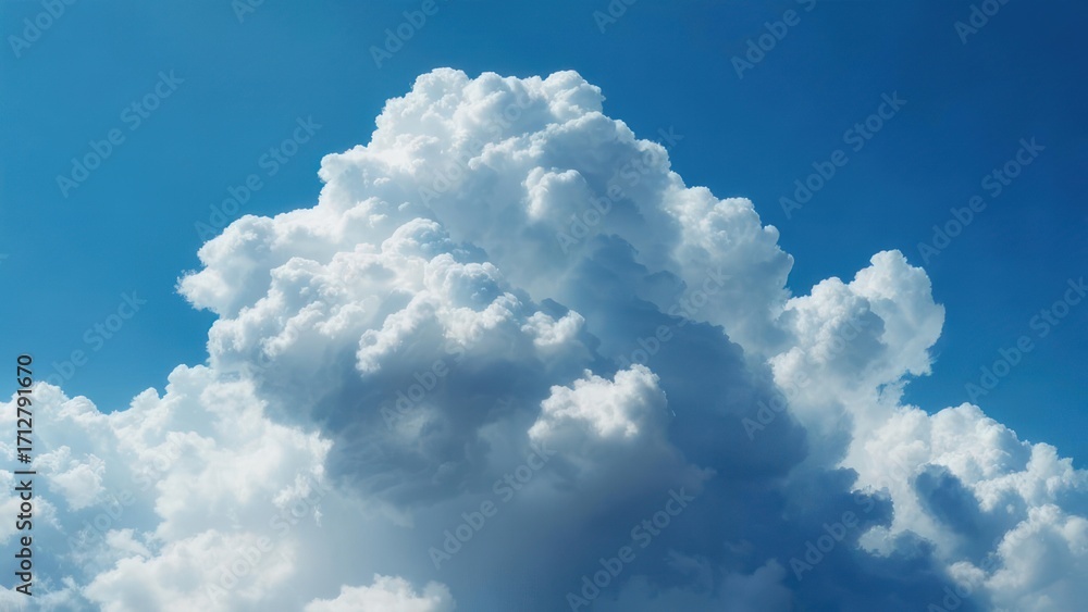 Naklejka premium Fluffy cumulus clouds against a vibrant blue sky