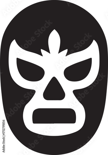 Luchador wrestling mask silhouette glyph vector icon isolated on white background.