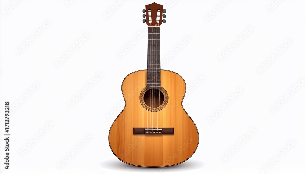 Obraz premium Detailed depiction of a classic acoustic guitar with pristine wood finish