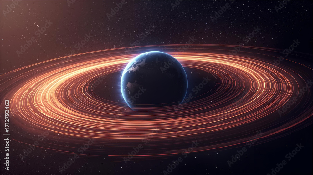 Obraz premium Radiation Belts Around Earth with Magnetic Field Scientific concept AI generated