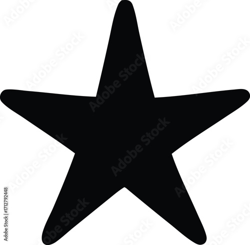 Simple black five pointed star shape isolated on for graphics and design