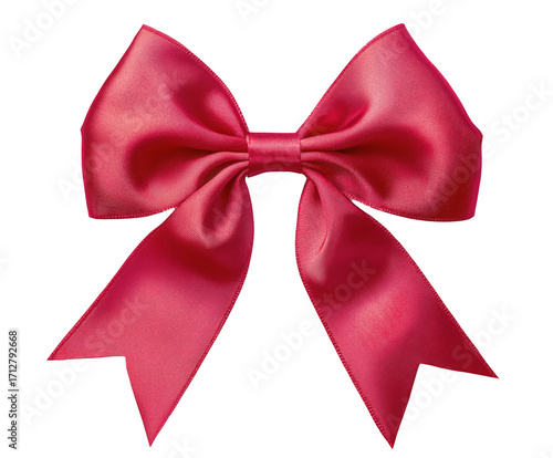 Bright Red Ribbon Bow With Tails Ideal for Gifts or Decorations During Celebr...