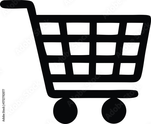 Simple black shopping cart icon symbol for e-commerce online retail and digital marketplace services