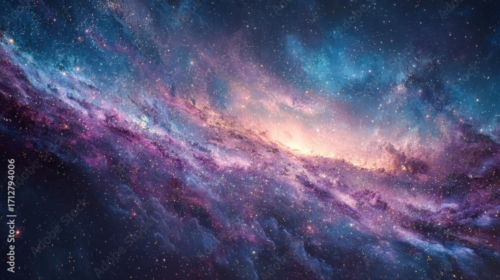 Fototapeta premium Vibrant Cosmic Nebula with Stars and Galactic Dust in Deep Space