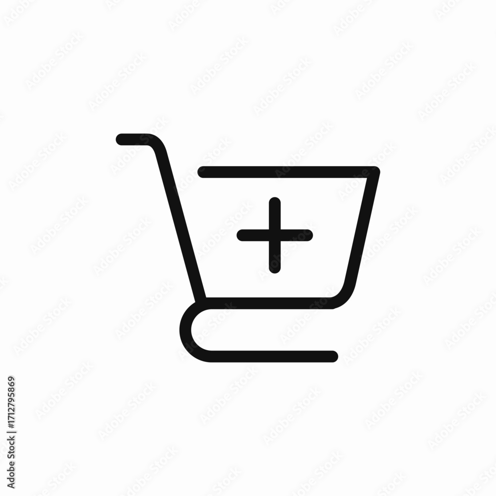 shopping cart plus add icon sign vector