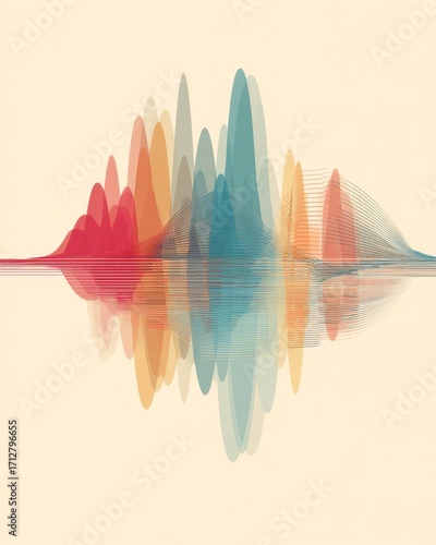 Colorful Sound Waves Abstract Pattern on Beige Background