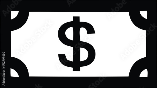 Simple dollar bill icon bold outline artistic representation of currency symbol for financial themes
