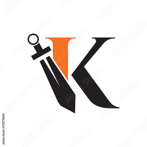 Letter vk logo with fountain pen nib symbol for writer brand