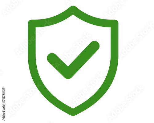 transparent background a simple vector icon of a security shield with a green checkmark on it