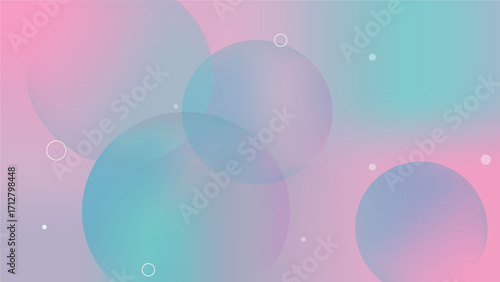 Teal Pink Gradient Abstract Background with Bubble Shapes