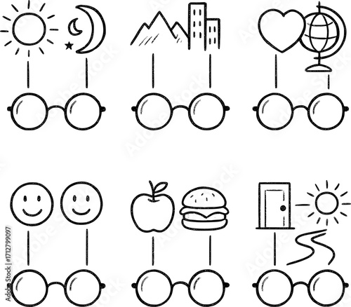 Glasses Projecting Alternate Vision Concept Vector Set