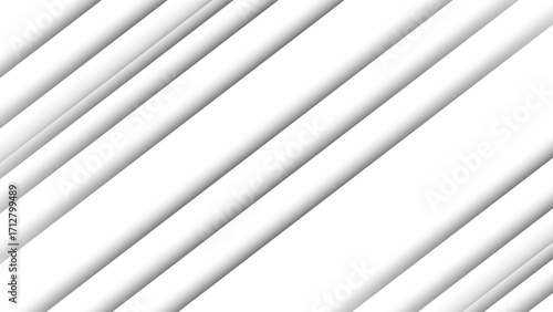 Minimalistic abstract background featuring diagonal white stripes with soft gray shadows. Depth, simplicity, and geometric alignment. White light grey background Design. 