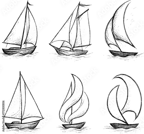Sails Catching Wind of Imagination Vector Icon Set