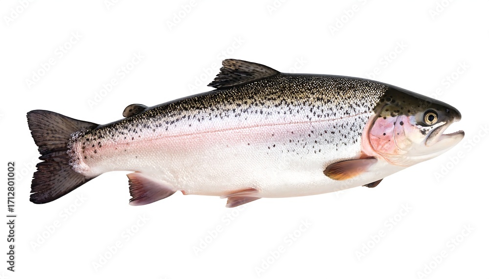 Naklejka premium Side view of a whole fresh trout