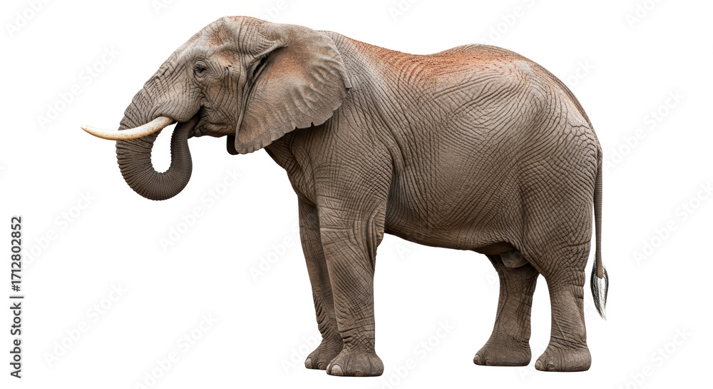 Fototapeta premium Isolated African bush elephant standing still, side view animal, mammal, wildlife nature