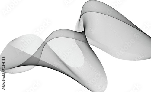 Elegant white transparent smoke wave on a dark background. Abstract flowing curves create a modern, ethereal design perfect for digital art, posters, wallpapers, and creative projects.