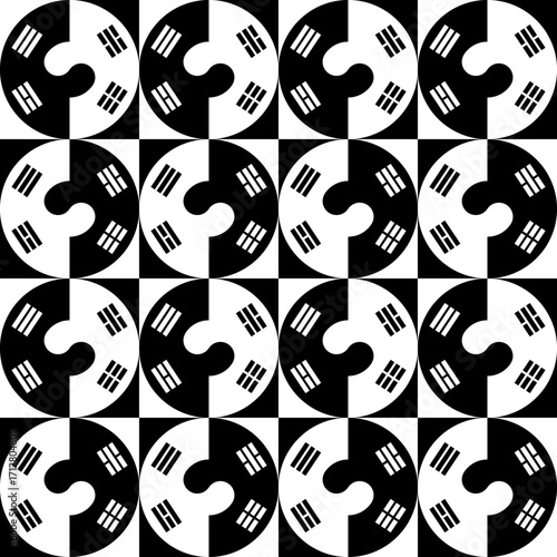 black and white south korea flag pattern. vector illustration