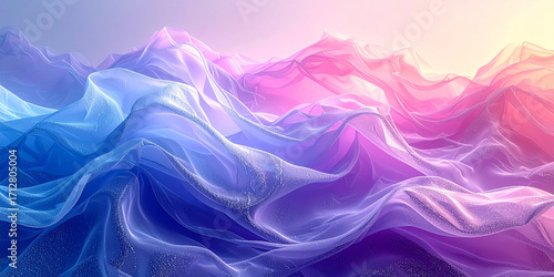 Abstract Waves of Color A Gradient of Blue, Purple, and Pink in a Textured Render
