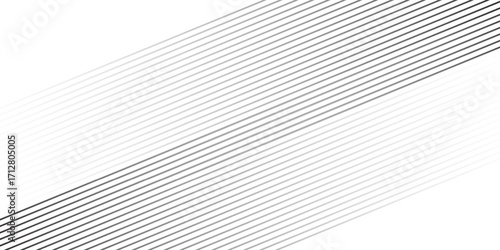 Horizontal line pattern. From thin line to thick. Parallel stripe. Black streak on white background. Straight gradation stripes. Abstract geometric patern.