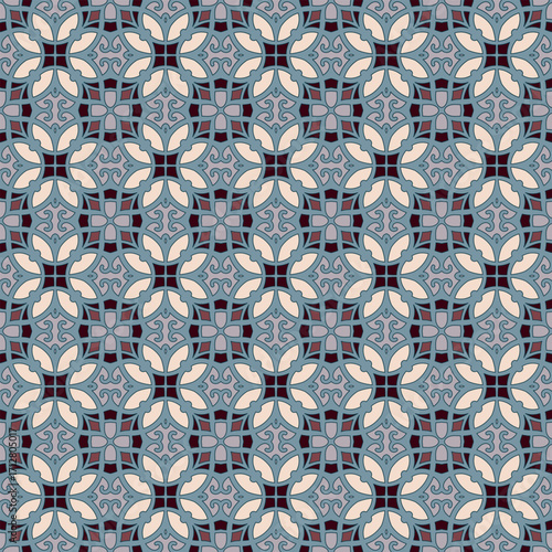 Vintage arabesque seamless vector wallpaper with ornamental swirl details, repeating geometric decorative pattern for backgrounds and design
