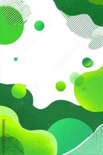 Abstract Green Fluid Shapes White Background