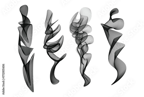 Elegant white transparent smoke wave on a dark background. Abstract flowing curves create a modern, ethereal design perfect for digital art, posters, wallpapers, and creative projects.