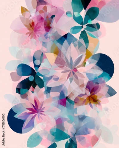Abstract Floral Design with Colorful Shapes and Soft Background