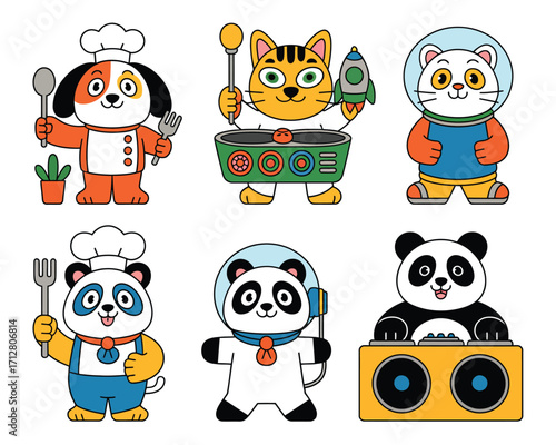 Collection of cute and funny dog character designs