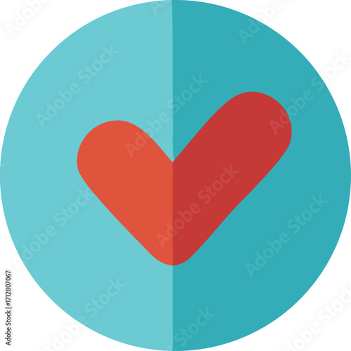 Red heart icon with turquoise circle background simple graphic design for digital use and web applications clean and modern symbol of love