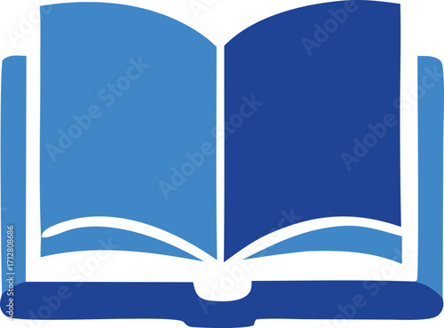 Open book icon symbol blue knowledge learning education literature story reading information wisdom study knowledge
