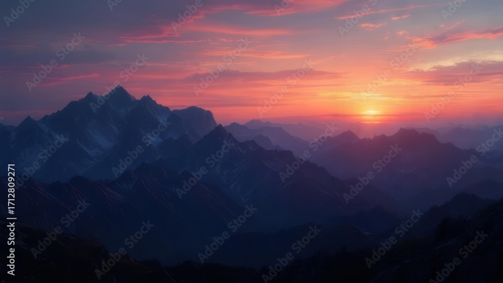 Obraz premium Mountain sunrise panorama