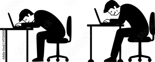 Illustrations depicting burnout exhausted overwhelmed and stressed individuals
