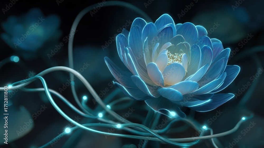 Obraz premium bioluminescent_flower_orb_with_layered_petals