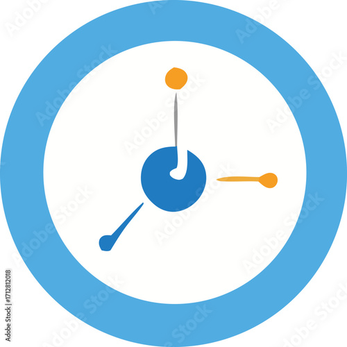 Abstract circular time symbol with three hands represents time management and progress abstract concept