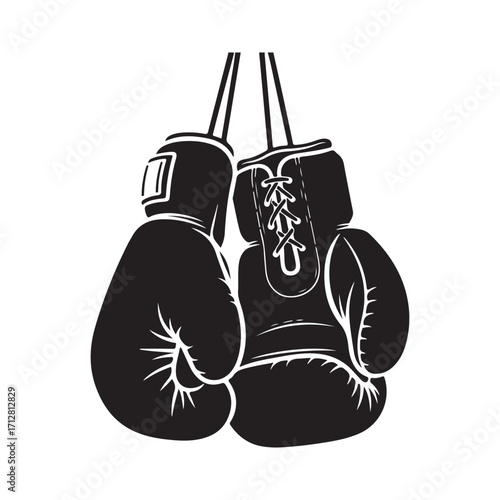 Classic Boxing Gloves Silhouette for Sport and Fight Training Illustration
