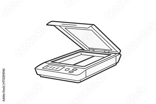 Open Flatbed Scanner with Lid Up document scanner office equipment