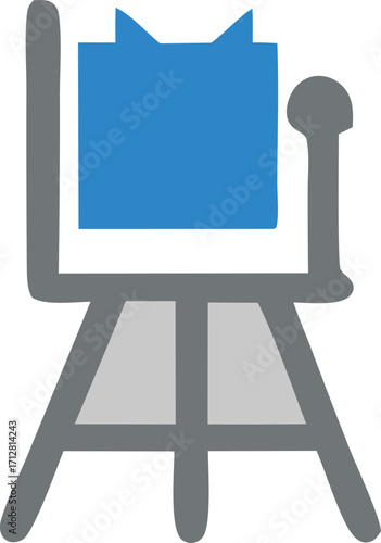 Simple blue gift box on a wooden easel stand abstract art style representation for creative projects and decorations