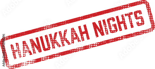 A red rubber stamp announces Hanukkah Nights with a halftone pattern